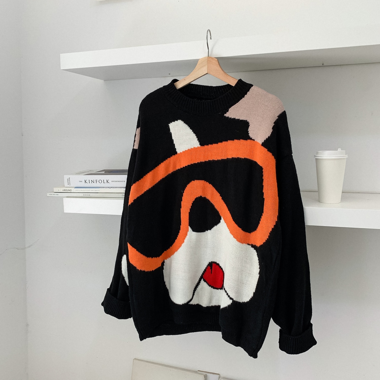 Cartoon print crew neck sweater