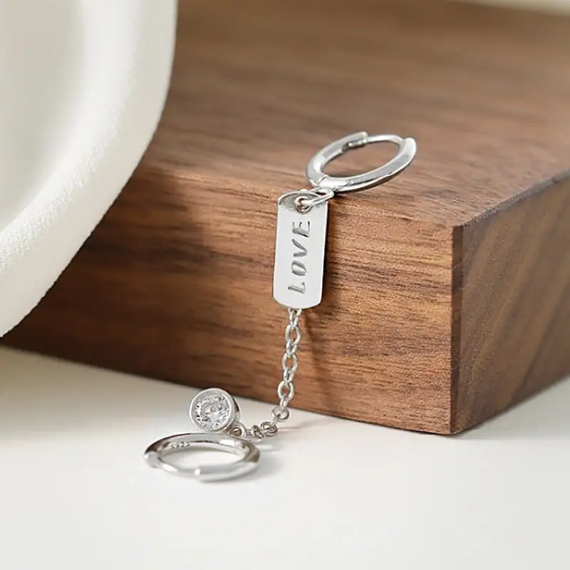 Silver Gold Double Ear Holes Drop Earrings