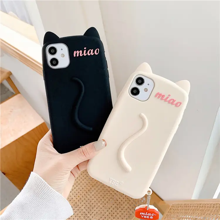 Cartoon silicone cat's paw drop phone case