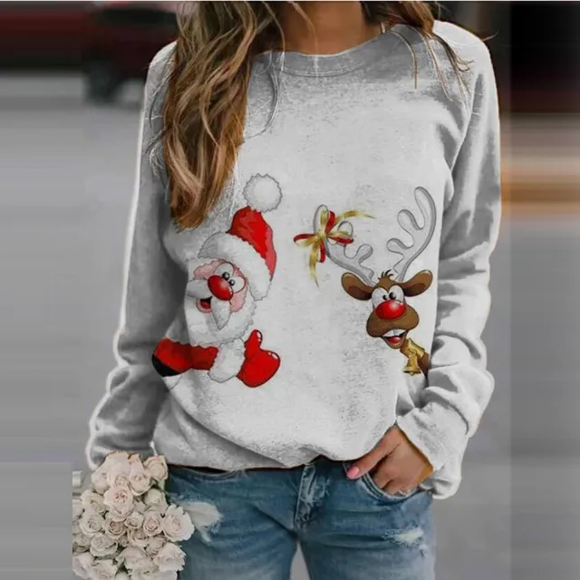 Christmas print fleece sweatshirt Santa Claus M - Shop at LoveMi
