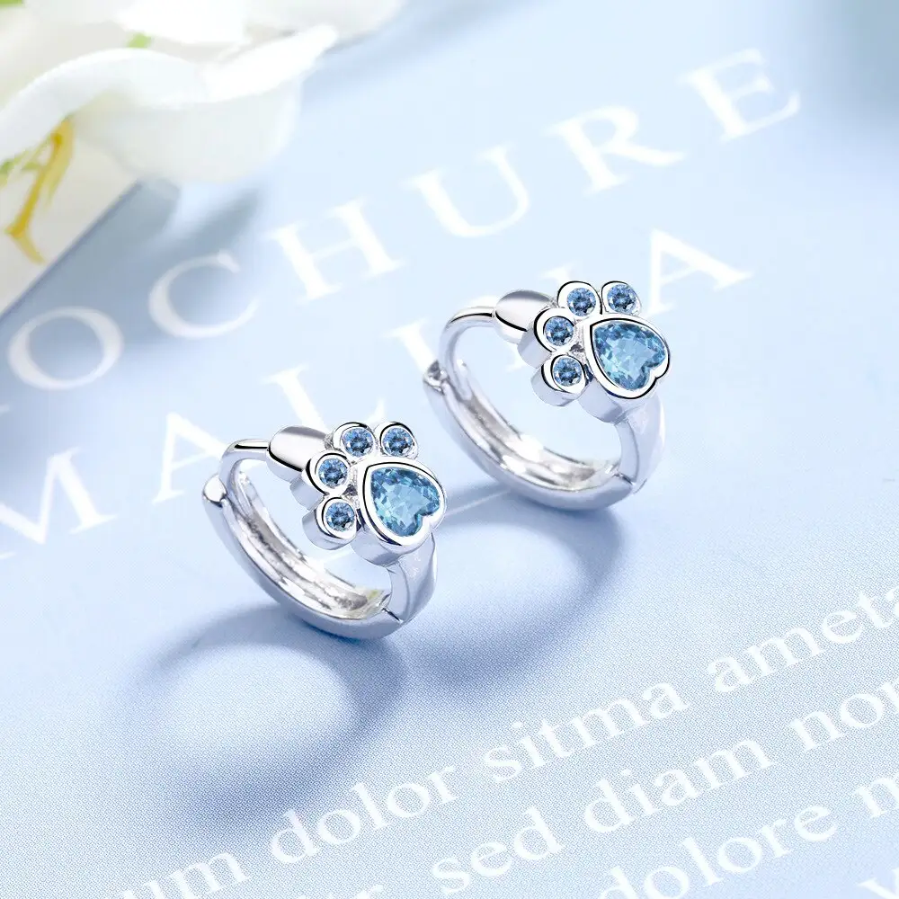 Cute cute pet blue zirconium diamond earrings