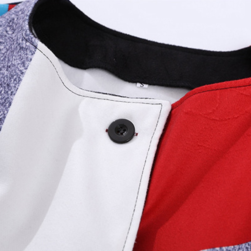 Fashion color block lapel digital print coat