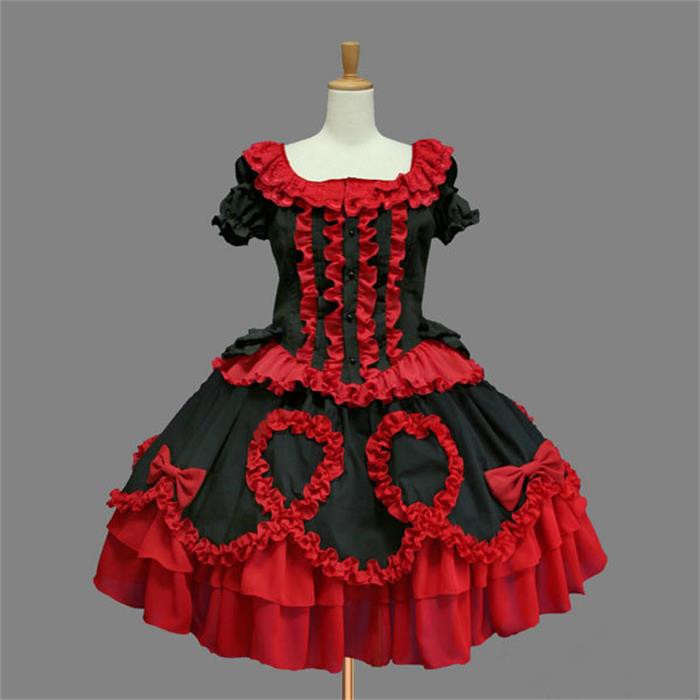 Spring and summer lolita gothic short-sleeved one-piece dress