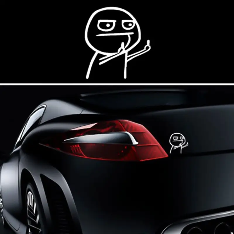 Middle finger despise funny cartoon body car