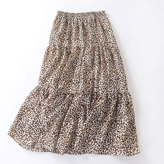 Leopards Brown Cotton Chiffon Skirt Brown - Shop at LoveMi