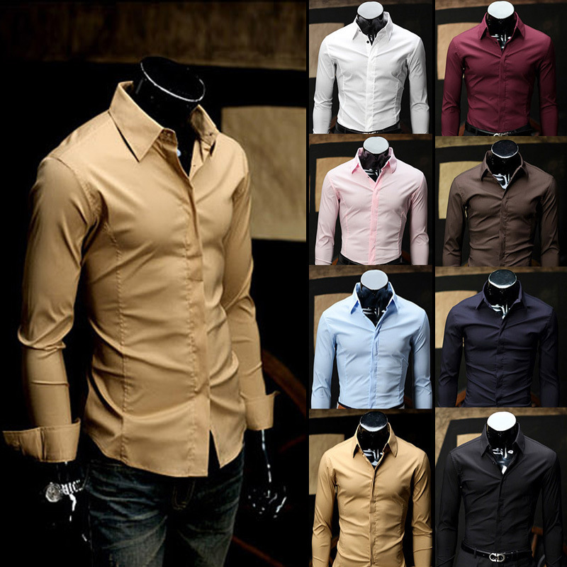Men's slim business long sleeve shirt