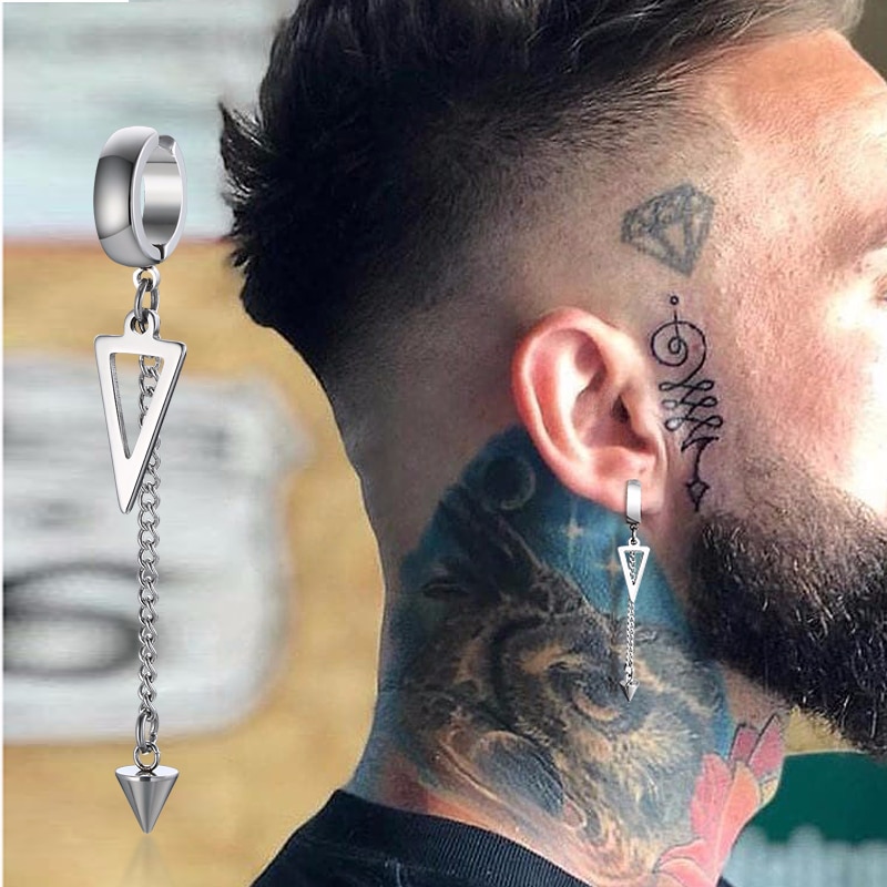 Korean black punk earrings