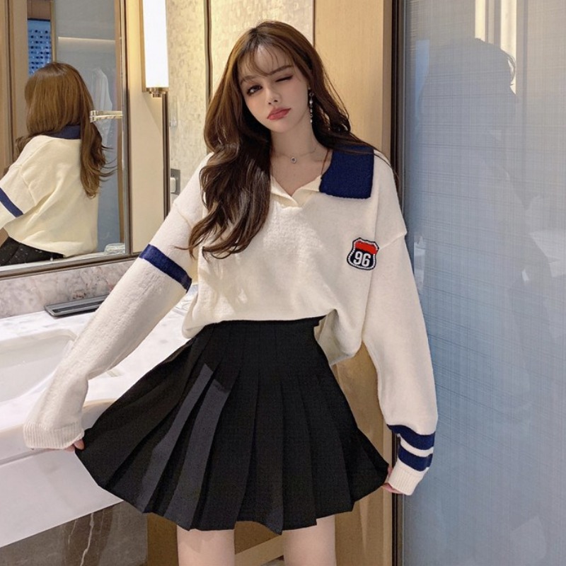 Two-piece sweater pleated skirt