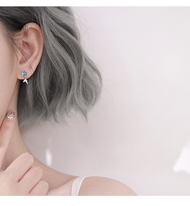 Blue Foam Fishtail 925 Sterling Silver Earrings