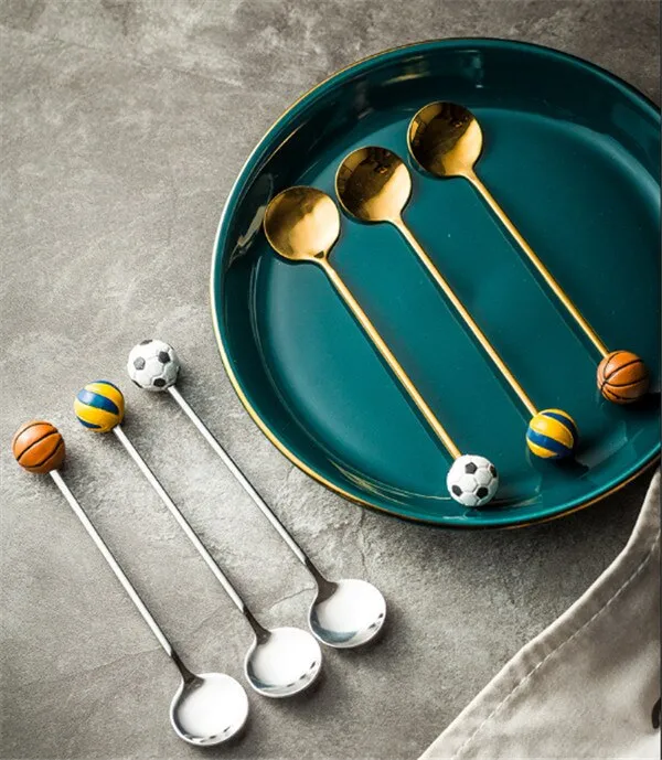 Spherical spoon stainless steel coffee spoon creative golden spoon dessert spoon mixing spoon small round spoon card milk small spoon – image 6
