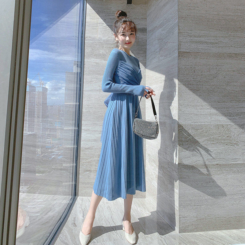 Niche slim slimming knee-length sweater skirt