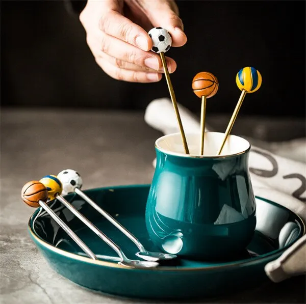 Spherical spoon stainless steel coffee spoon creative golden spoon dessert spoon mixing spoon small round spoon card milk small spoon – image 7