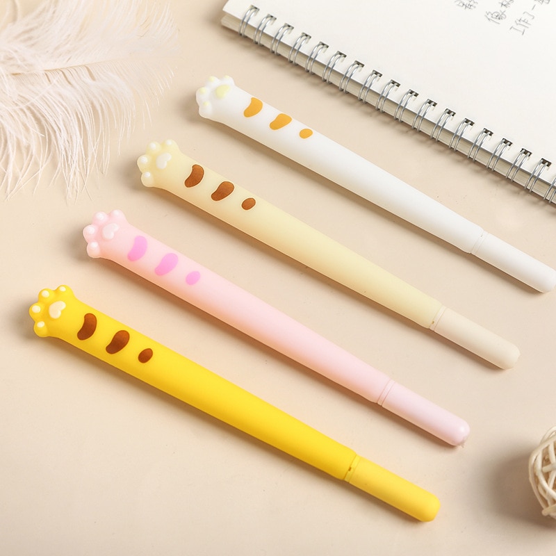 4 pcs Cute cat paw gel pen set 0.5mm ballpoint Black color