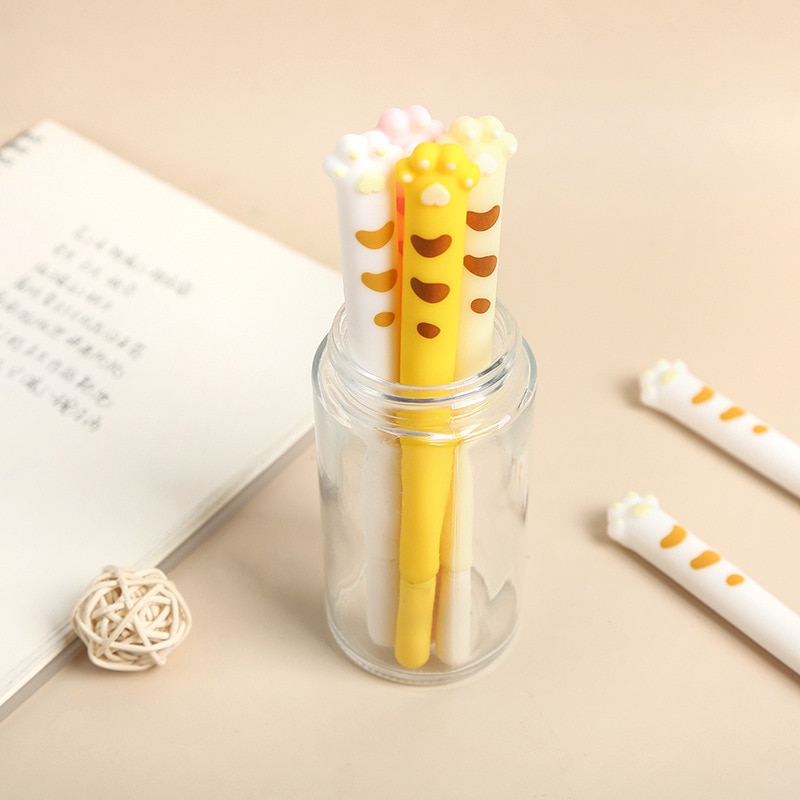 4 pcs Cute cat paw gel pen set 0.5mm ballpoint Black color