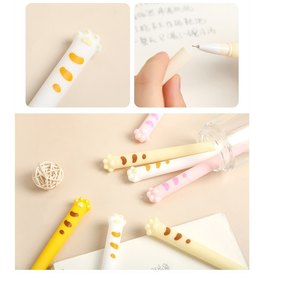 4 pcs Cute cat paw gel pen set 0.5mm ballpoint Black color