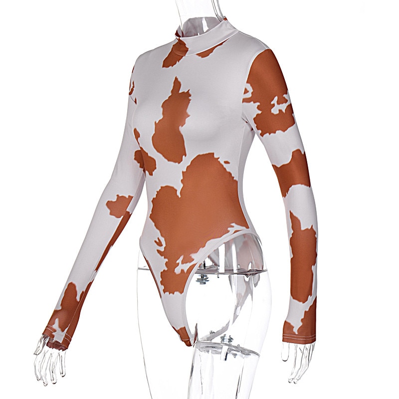 Milk Print Round Neck Long Sleeve Body Shaper