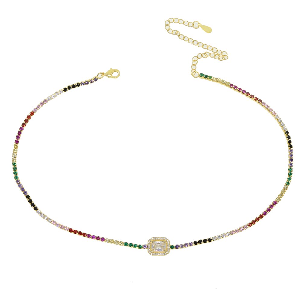 Center card diamond colorful ever-changing popular necklace