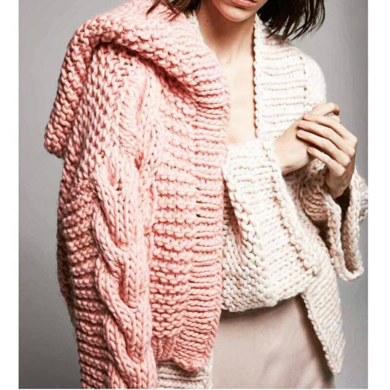 Coarse wool hand knitted sweater