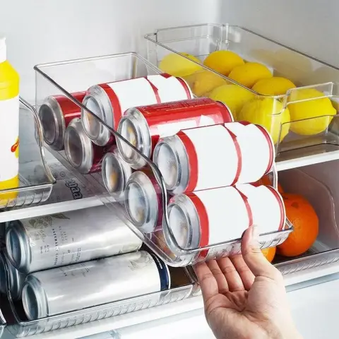 Refrigerator Organizer Beverage Transparent Holder for Fridge Freezer Kitchen