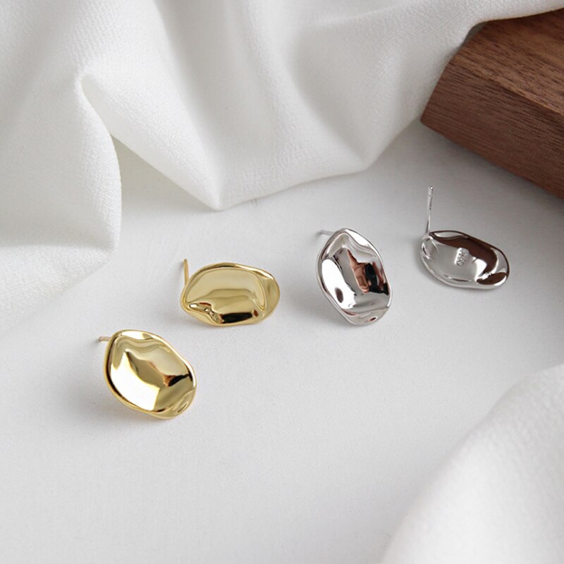 Simple and irregular gold-plated female stud earrings