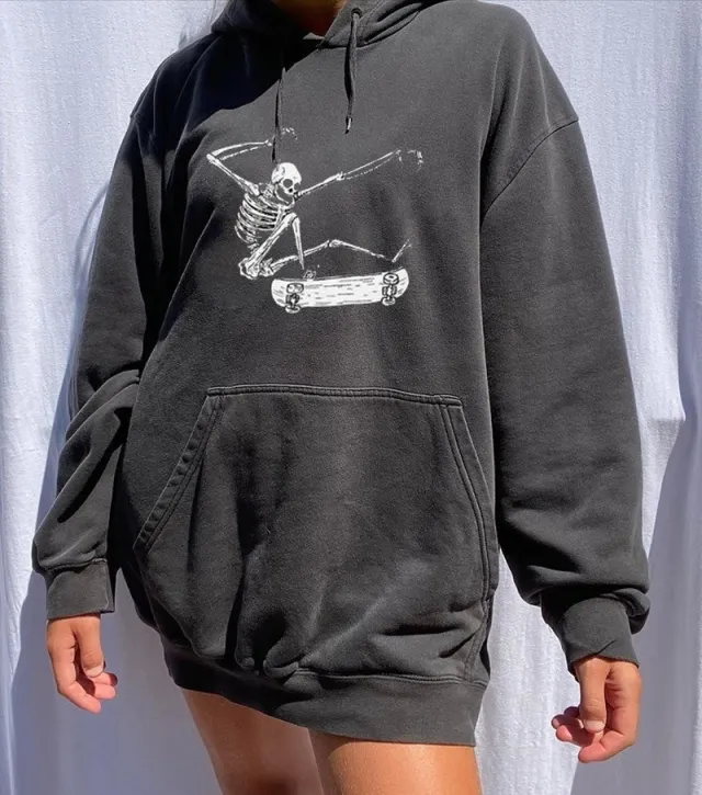 Casual skull print hoodie Grey - Shop at LoveMi