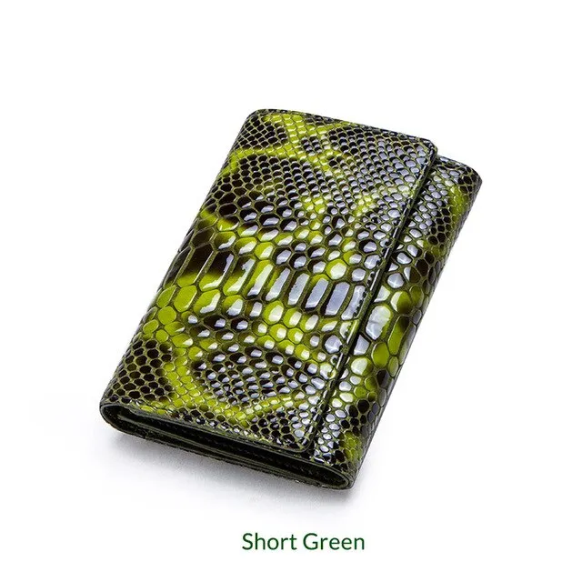 Marque de luxe pochette pour femmes portefeuilles en cuir véritable motif de serpent impression longue porte monnaie femme cellule sac porte téléph... Green - Shop at LoveMi