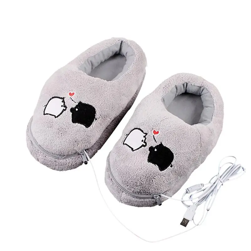 Separate feet usb foot warmers electric heating shoes - Grey