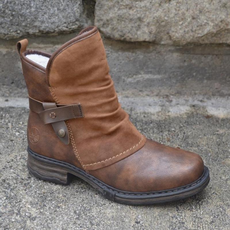Women's round toe low heel Martin boots