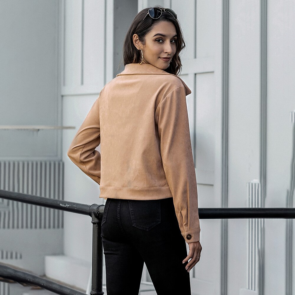 Solid color lapel cardigan casual jacket