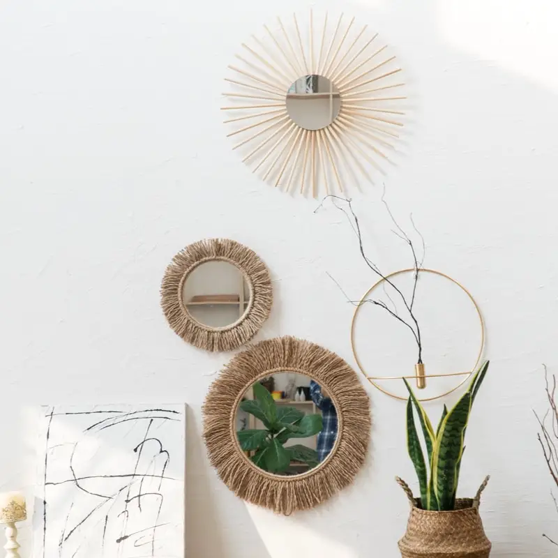 Hemp Rope Mirror Creative Background Wall Hanging