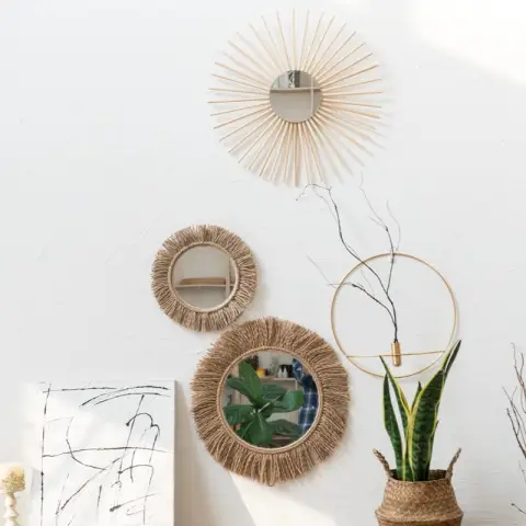 Hemp Rope Mirror Creative Background Wall Hanging