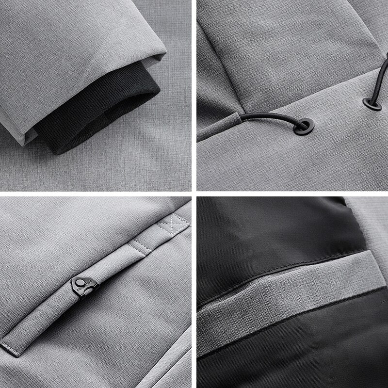 Men's mid-length hooded cotton coat