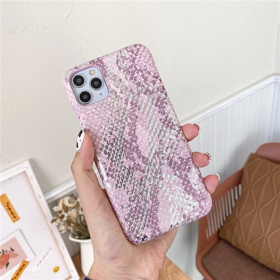 Title 6, Girly pink gilded snakeskin pattern phone case