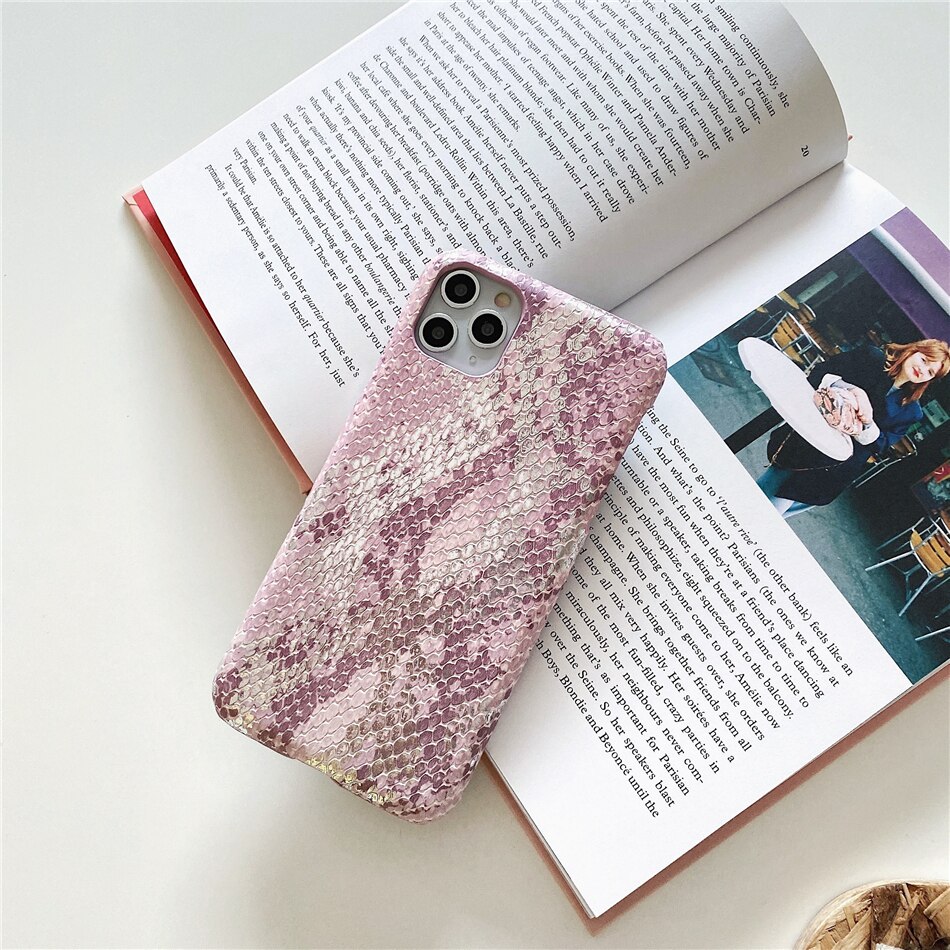 Title 4, Girly pink gilded snakeskin pattern phone case