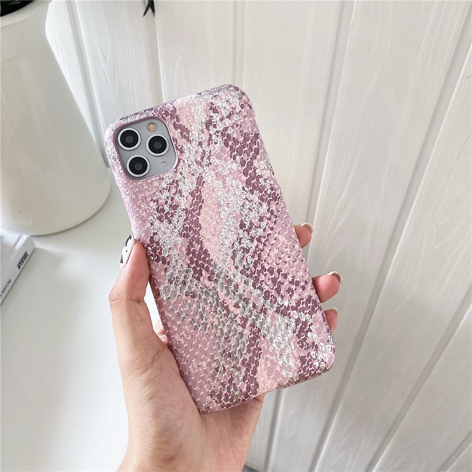 Title 5, Girly pink gilded snakeskin pattern phone case