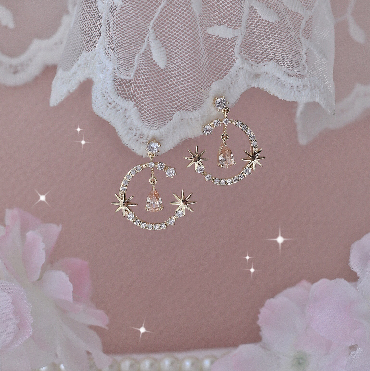 Zircon Silver Needle Stud Earrings