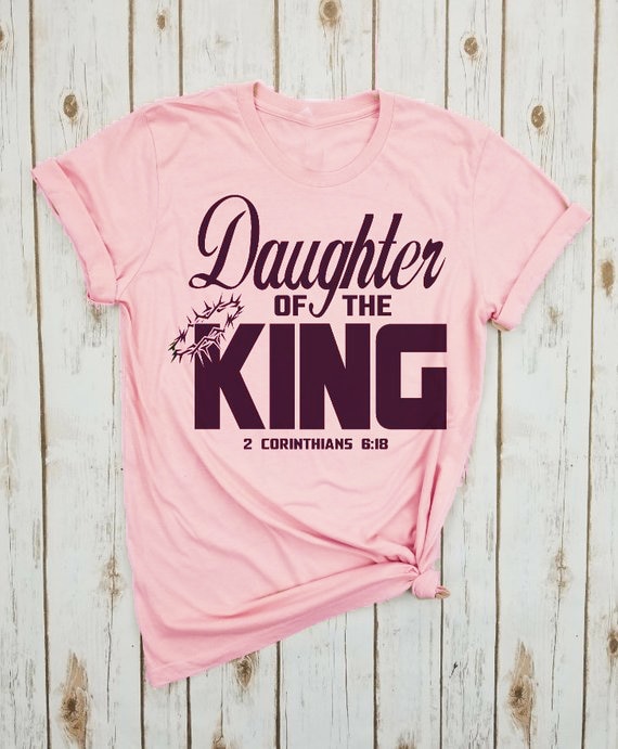Daughte Of The King letter-print Street English Short sleeve T-shirt
