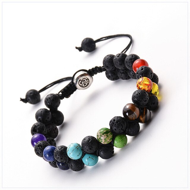 Braided adjustable double layer bracelet