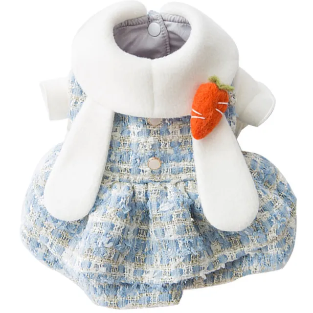 New skirt dress autumn and winter dog woolen small general cat pet clothes Blue - Shop at LoveMi