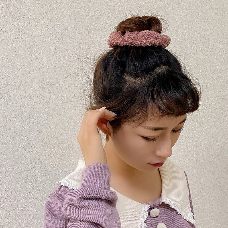 حلقة شعر كشمير مرنة عالية بلون حلوى كوري جديد