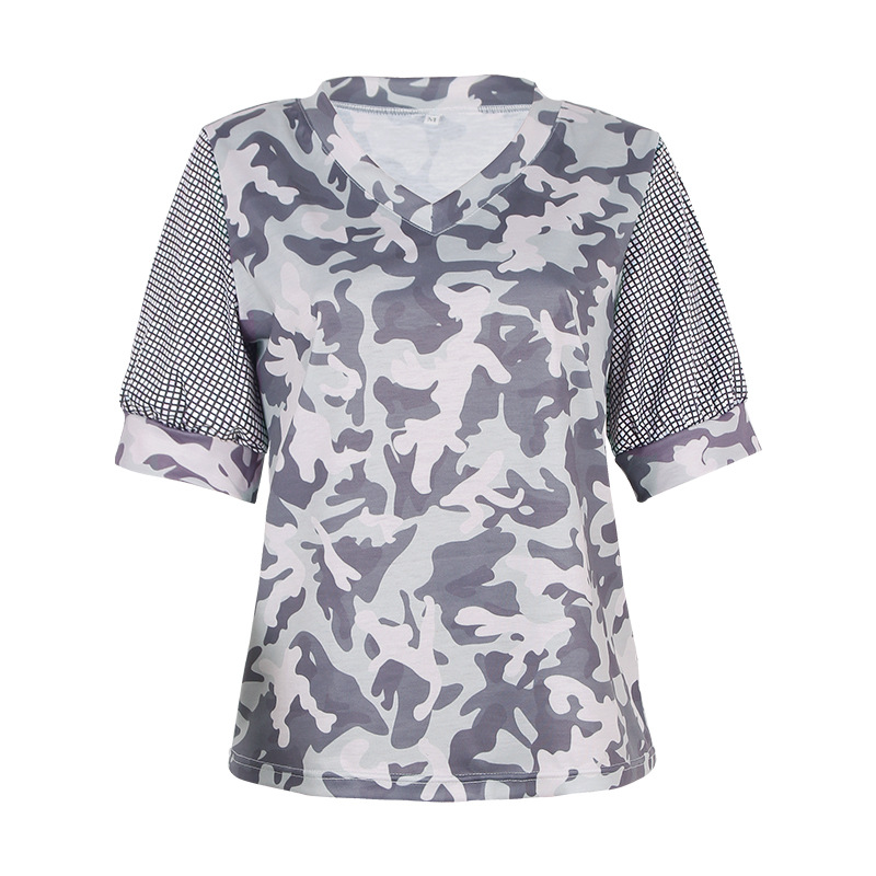 Title 7, Camouflage Print Short-Sleeved Casual Women T-S...