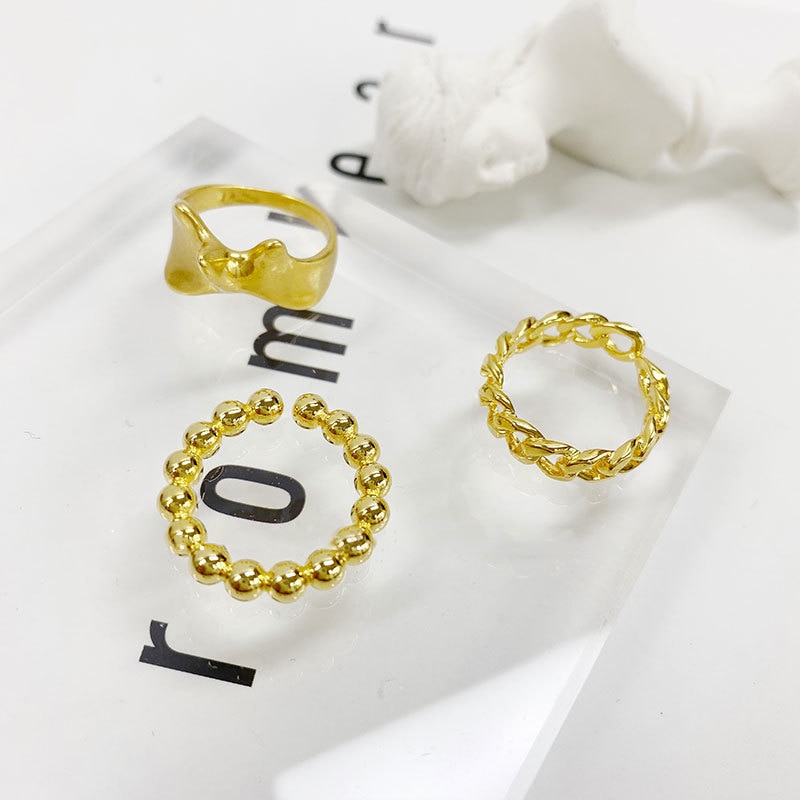 Women's 925 sterling silver ball chain irregular ring