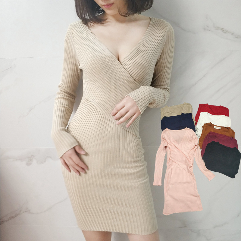 Women's base knitted sweater skirt mid-length