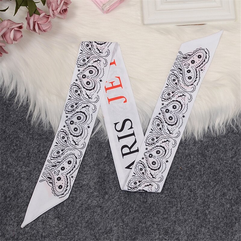 Silk scarf fashion ladies small scarf printed twill tie bag handle small ribbon