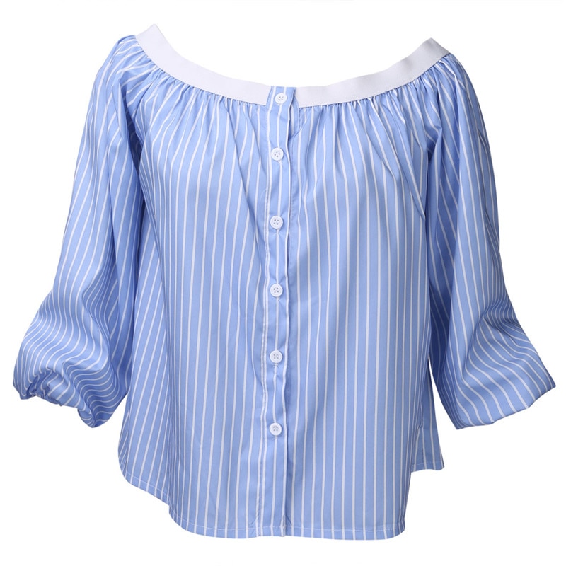 One-shoulder strapless striped shirt
