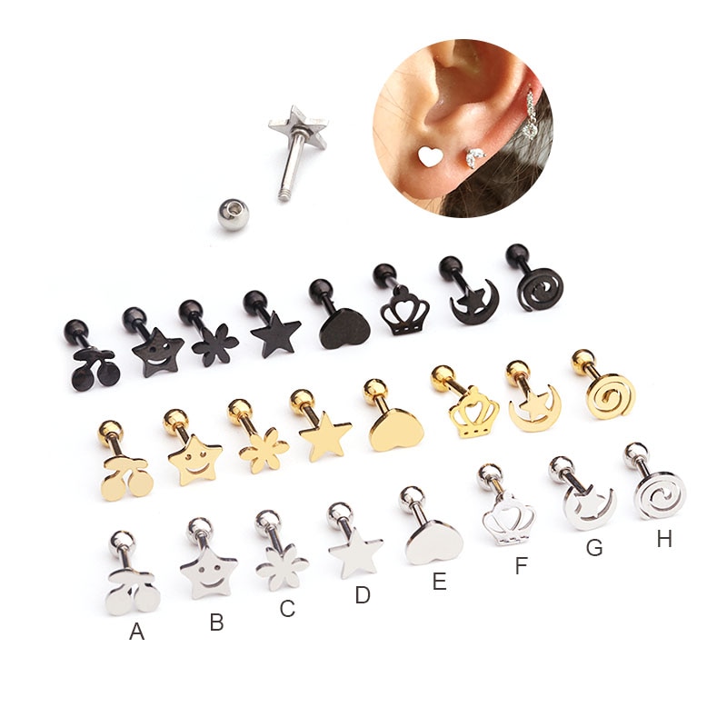 European and American ear piercing stainless steel wire cut stud earrings