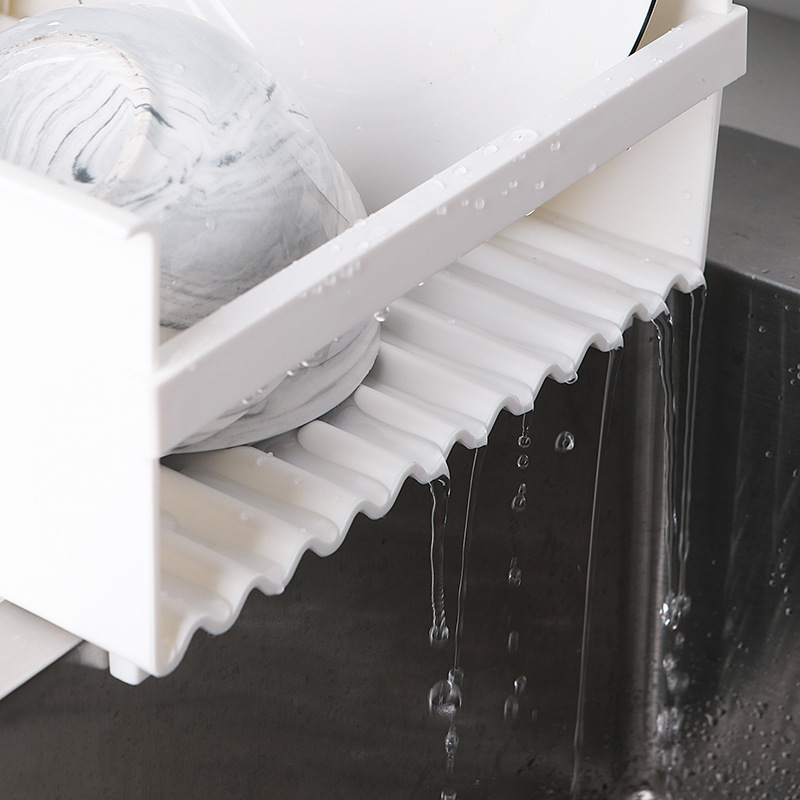 Multi-functional kitchen storage and finishing bowl rack drainage plastic bowl tray sink drain rack household storage box water filter