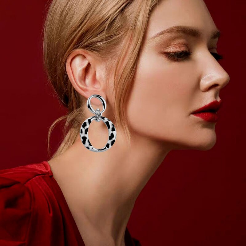 Trendy Leopard Print Stud Earrings in Sterling Silver