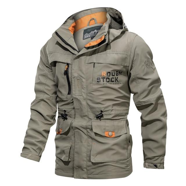 Men’s Mid-Length Hooded Casual Outdoor Jacket - Plus Size - Picture 9 of 9