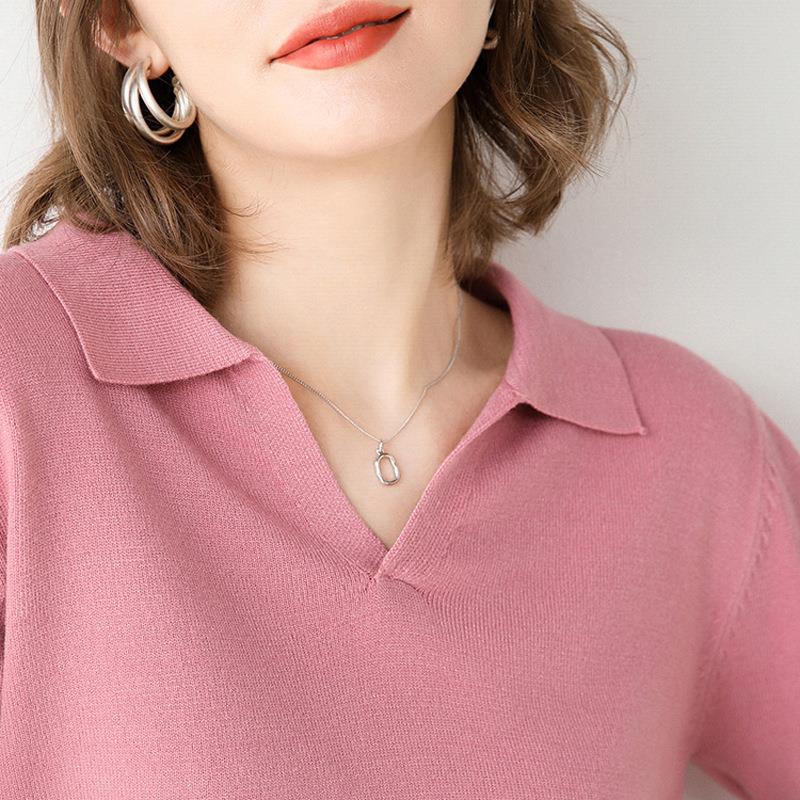 New T-shirt women''s Pullover Sweater solid color loose shirt